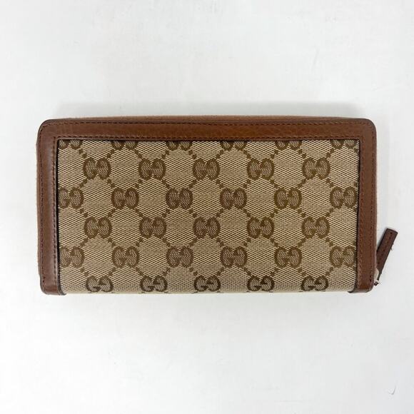 Gucci GG canvas bamboo tassel wallet brown zip-around leather trim - Picture 8 of 10